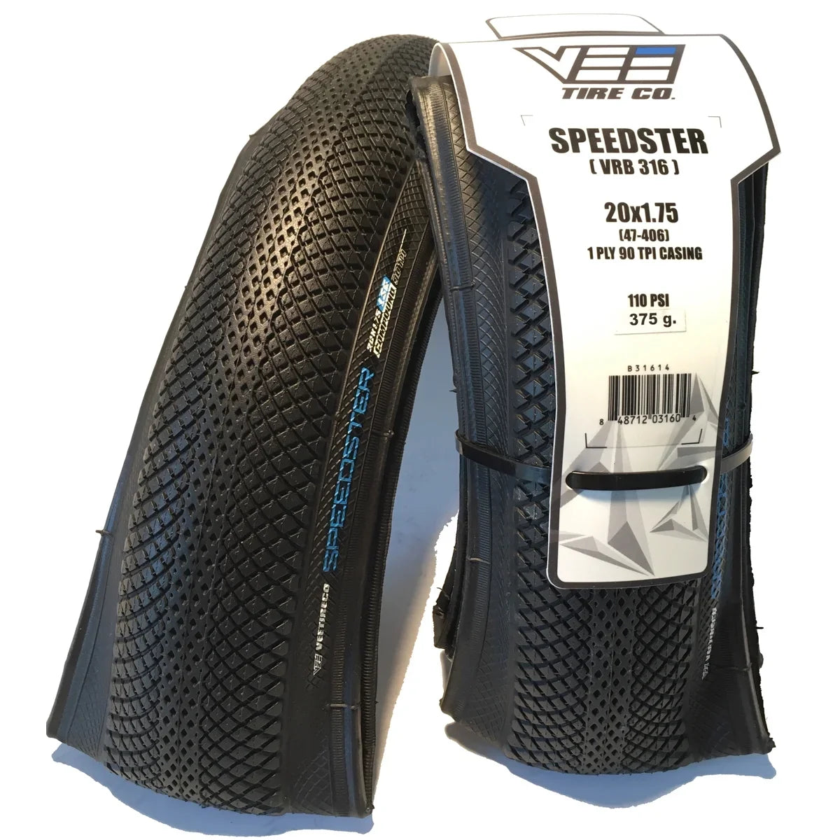 Stylish Vee Rubber BMX Speedster 20x1.75 Folding Bead Black Sidewall Bike Tire 47-406