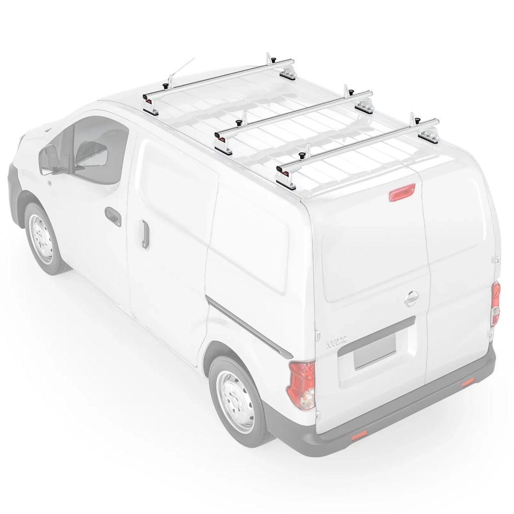 Stylish AA-Racks Model AX312 Aluminum Van Roof Rack Cross Bars Fits for 2013-On NV200/ 2014-On Transit Connect/ 2013-2017 City Express, 3 Bar 50'' - White