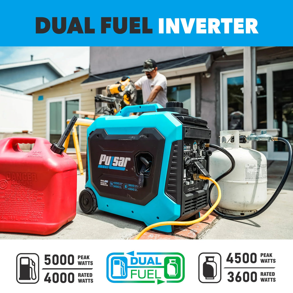 Stylish Pulsar 5000-Watt Dual Fuel RV Ready Inverter Generator with Remote Start and CO Sentry