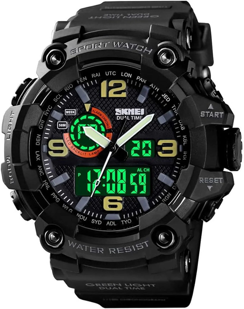 Gosasa Men's Watches Multi Function Military S-Shock Sports Watch LED Digital Waterproof Alarm Watches