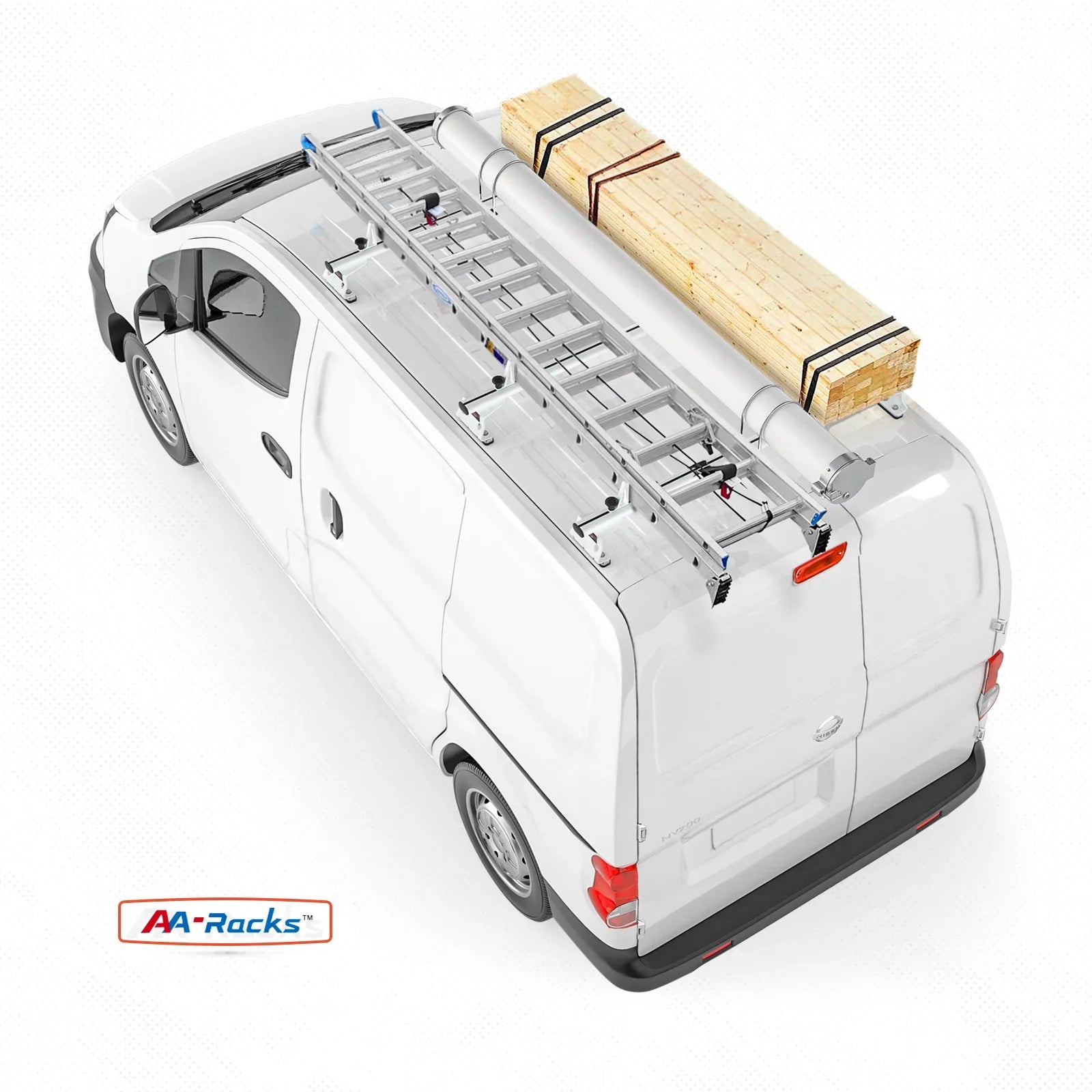 Stylish AA-Racks Model AX312 Aluminum Van Roof Rack Cross Bars Fits for 2013-On NV200/ 2014-On Transit Connect/ 2013-2017 City Express, 3 Bar 50'' - White