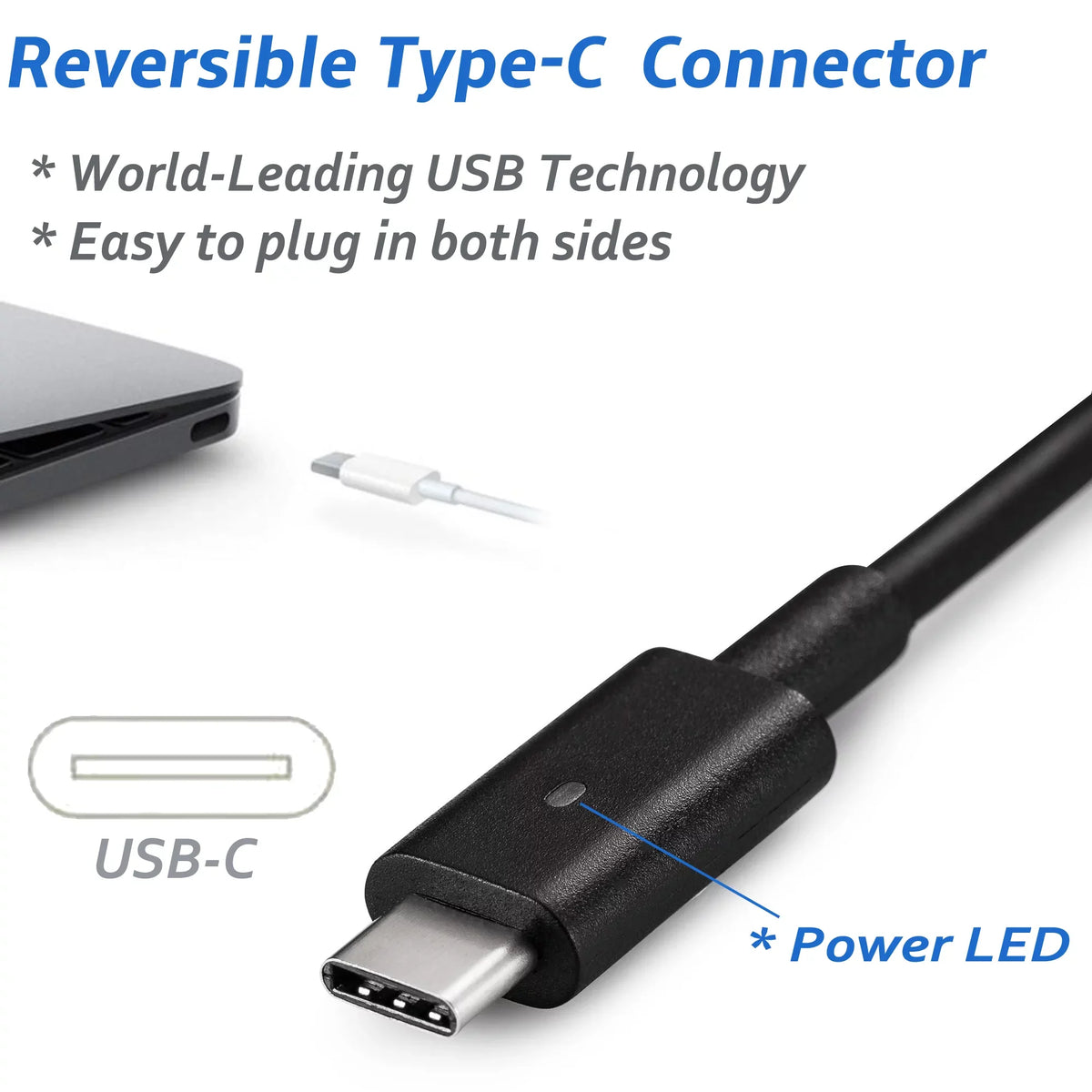 Stylish EBK 30W Replacement AC Power Adapter Charger for XPS13 9365 XPS12 9250 7350 7275 5175 5179 ( USB Type-C Connector )