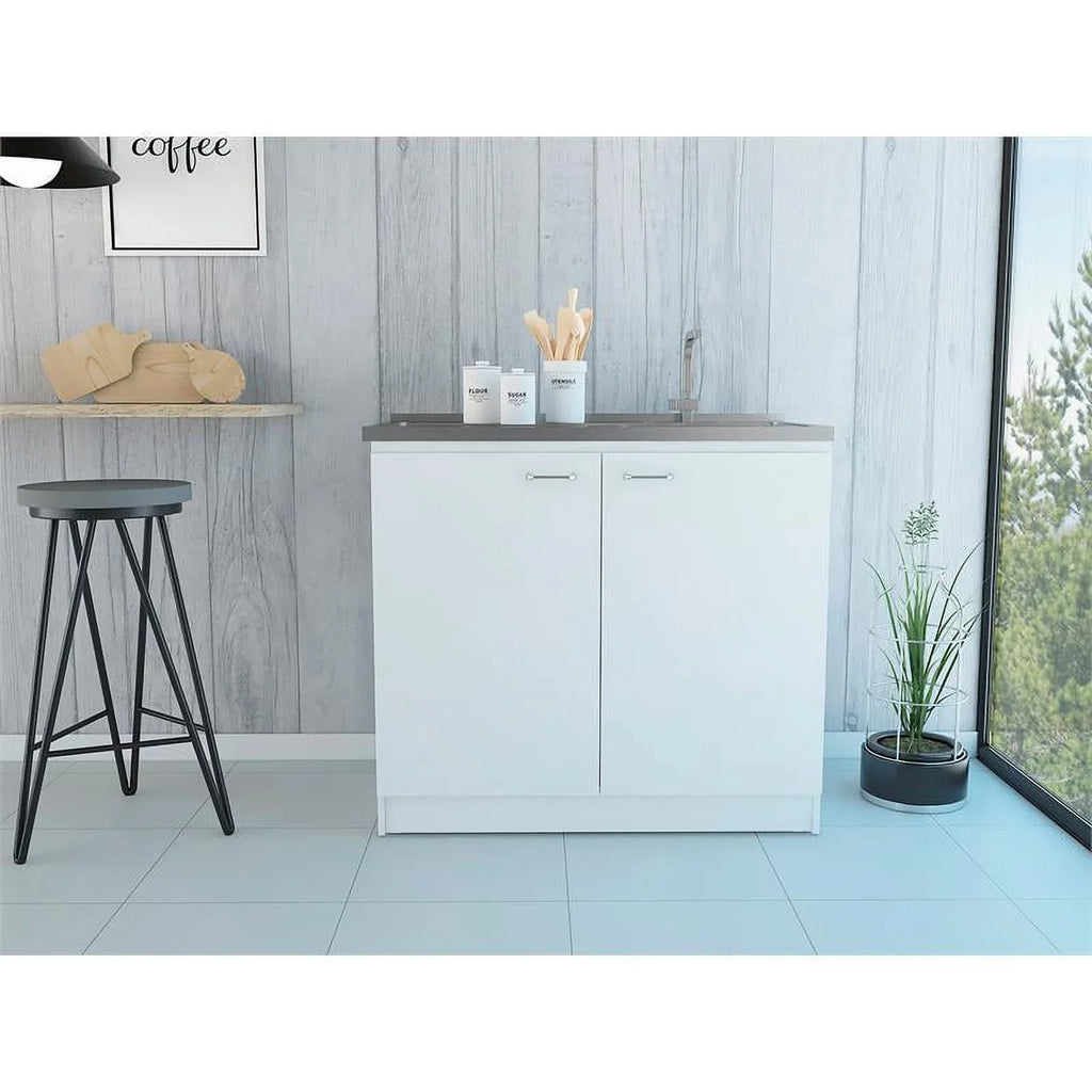 Home Square 2-Piece Set with Wood Kitchen Island and Utility Sink