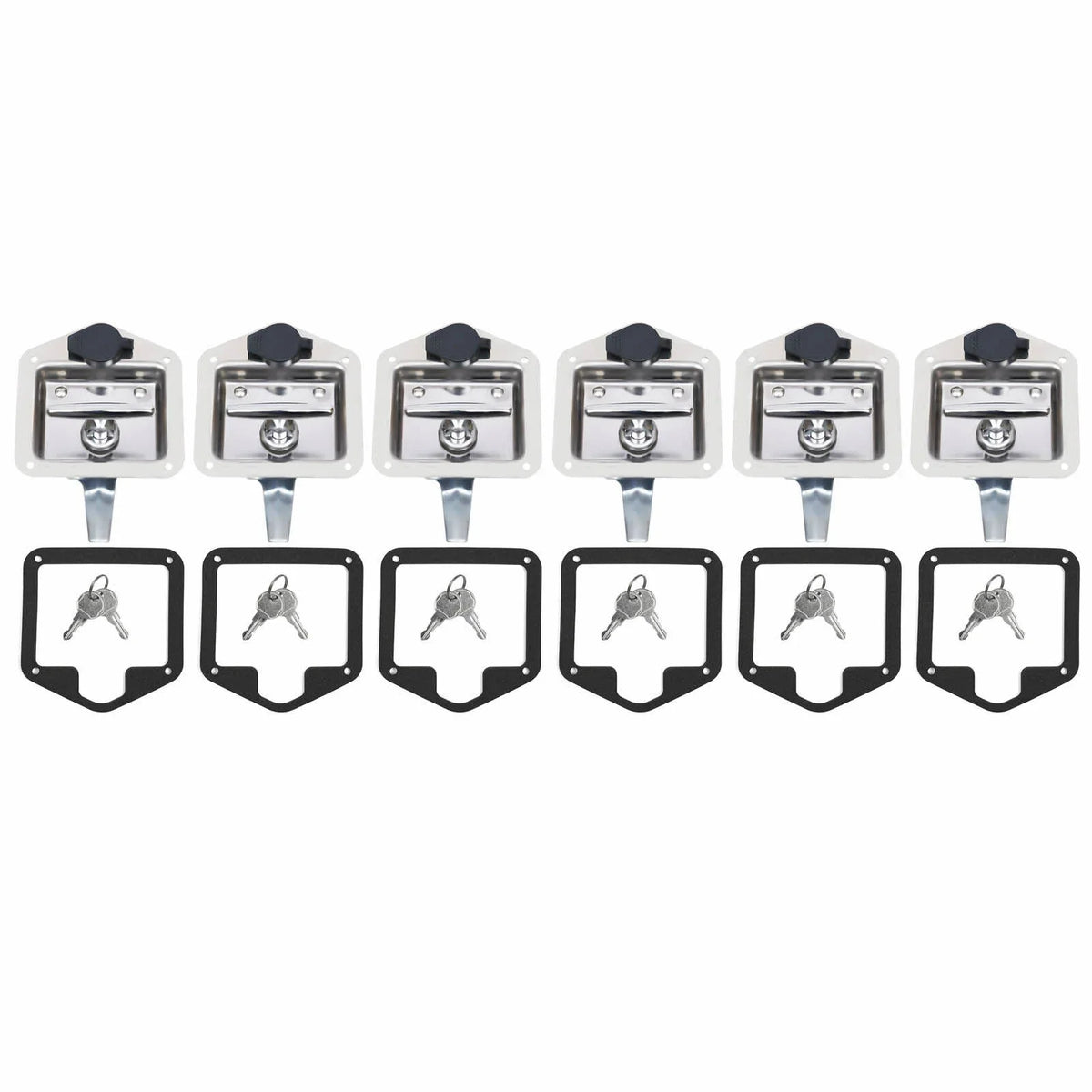Set of 6 Folding T-handle Tool Box Lock RV Door Latch w/ 12 Keys Stainless Steel
