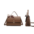 Brown crossbody bags women handbags ladies hand bags square bag Women's Silk Scarf Handle PU Leather Flap Shoulder Bag