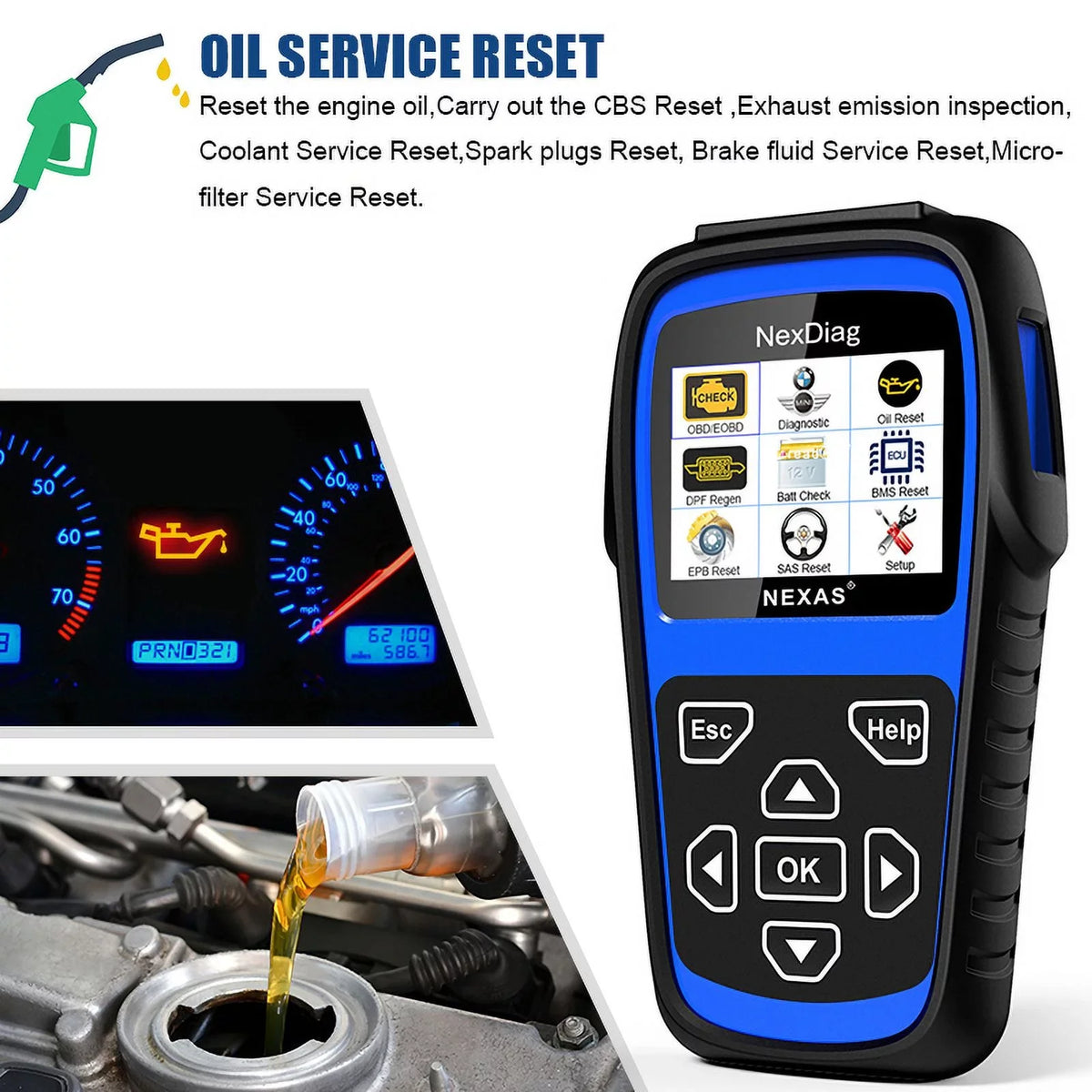 Stylish NEXAS ND601 OBD2 Scanner Fits for BMW & MINI Multi-System Diagnostic Scanner Automotive Diagnostic Maintenance Tool DPF Regen BMS Reset Check Engine Code Reader for Vehicles after 1996