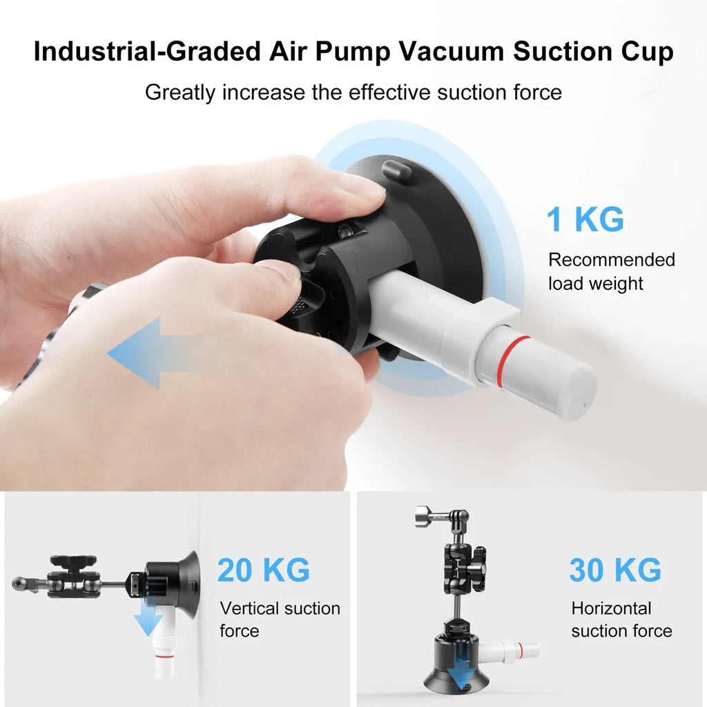PULUZ PU845B Suction Cup Mount for Action Camera Suction Camera Mount Bracket Dual 360Â° Rotatable Ballheads Replacement for GoPro Hero 11/10/9/8, Osmo Action 3/2 - Exclusive Design
