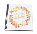3dRose Faux Gold Leaf and Peach Echo Floral Wedding Wreath with Vows - Mini Notepad, 4 by 4-inch