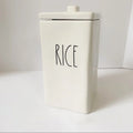 Rae Dunn Ceramic Canister RICE LL Letter Ceramic Square Canister with Lid