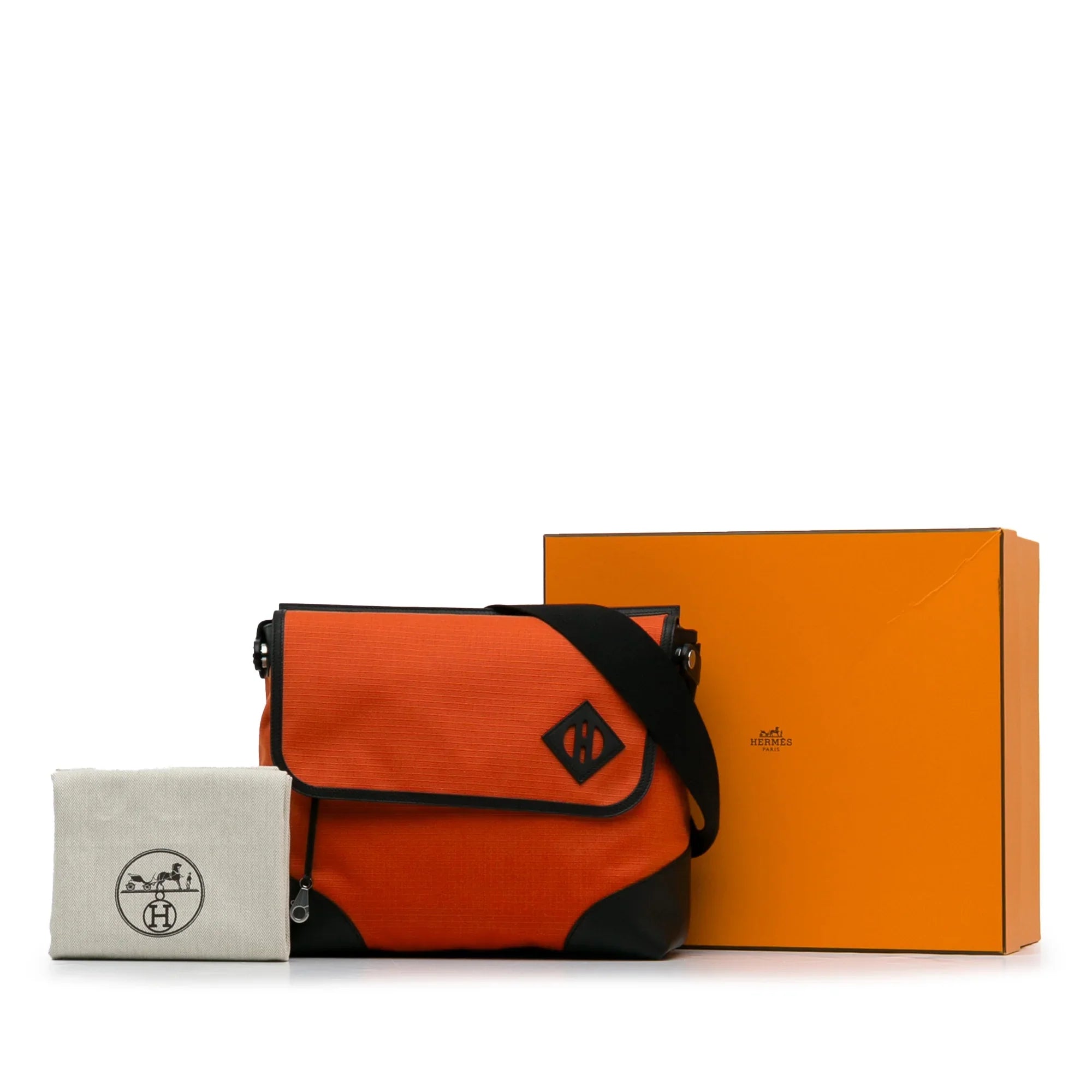 Pre-Owned Authenticated HermÃ¨s Allback Messenger Bag Canvas Fabric Orange Crossbody Bag Unisex (Good) - Exclusive Design