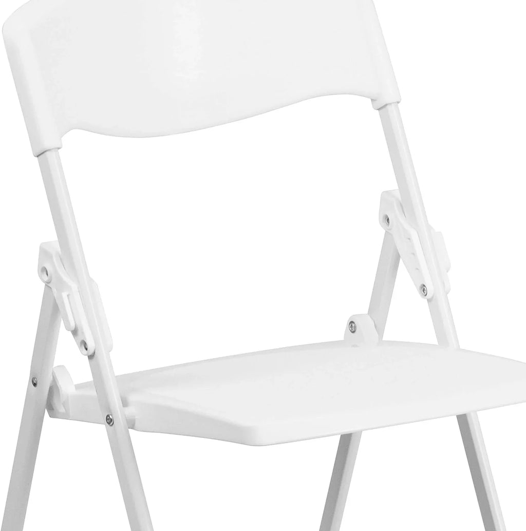 HERCULES Series 500 Lb. Capacity Heavy Duty White Plastic Folding Chair With Built-In Ganging Brackets
