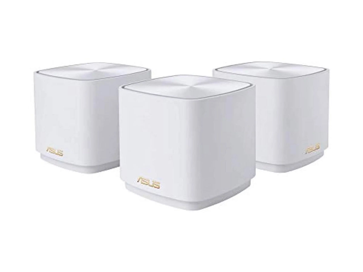 Stylish ZenWiFi AX1800 Dual-Band Mesh WiFi 6 System (XD4) - 3 Pack White, coverage up to 4,800 sq.ft & 25+ devices, 1800Mbps, AiMesh, Lifetime Free Internet Security, Parental Control, Easy Setup