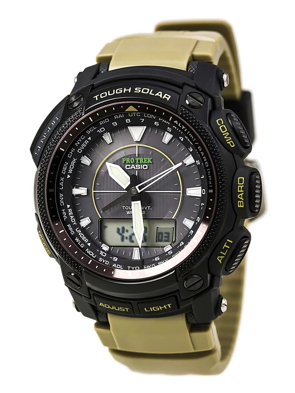 PRW5050BN-5 Men's ProTrek Tough Solar Ana-Digi Black Dial Beige Resin Strap Watch