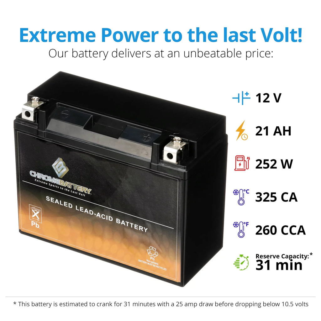 Chrome Battery Y50-n18l-a3 (50-n18l-a3 12 Volt,20 Ah, 260 Cca) Utv Battery for Arctic Cat 650cc Prowler 650 2008 - Exclusive Design