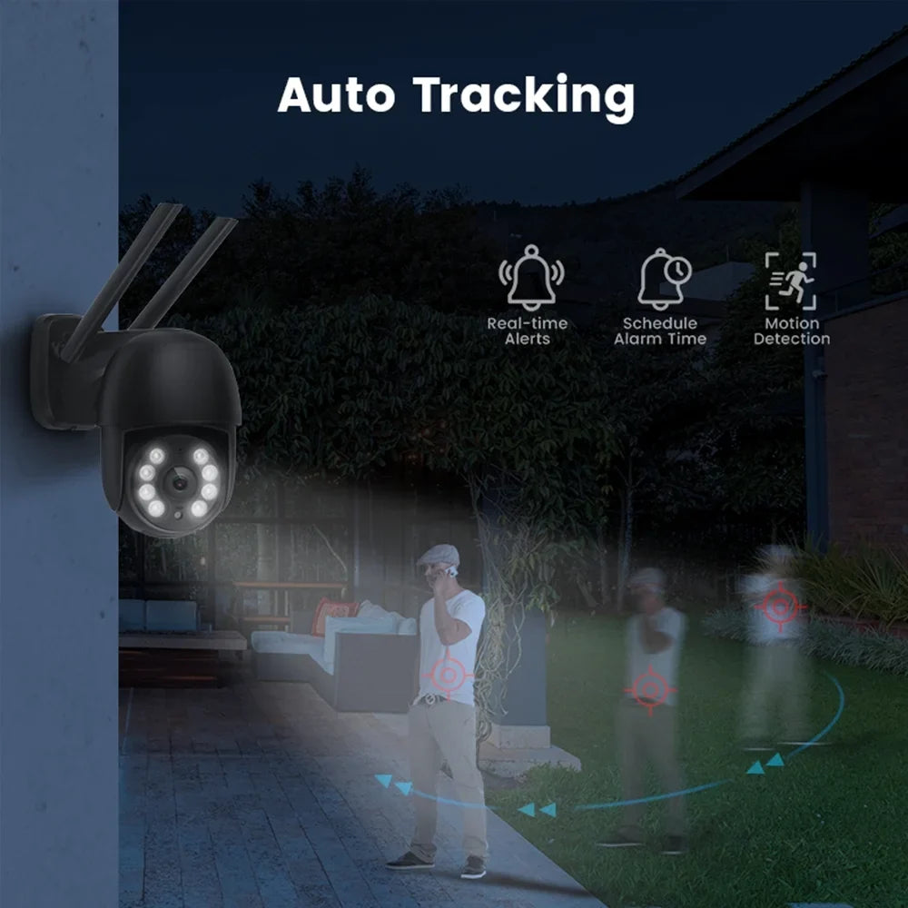 LISUEYNE Security Camera Wireless Outdoor, 4MP Pan/Tilt 2.4G Wifi Surveillance Cameras with Motion Detection and Siren, 2-Way Audio, Full Color Night Vision, for Multi-Platform