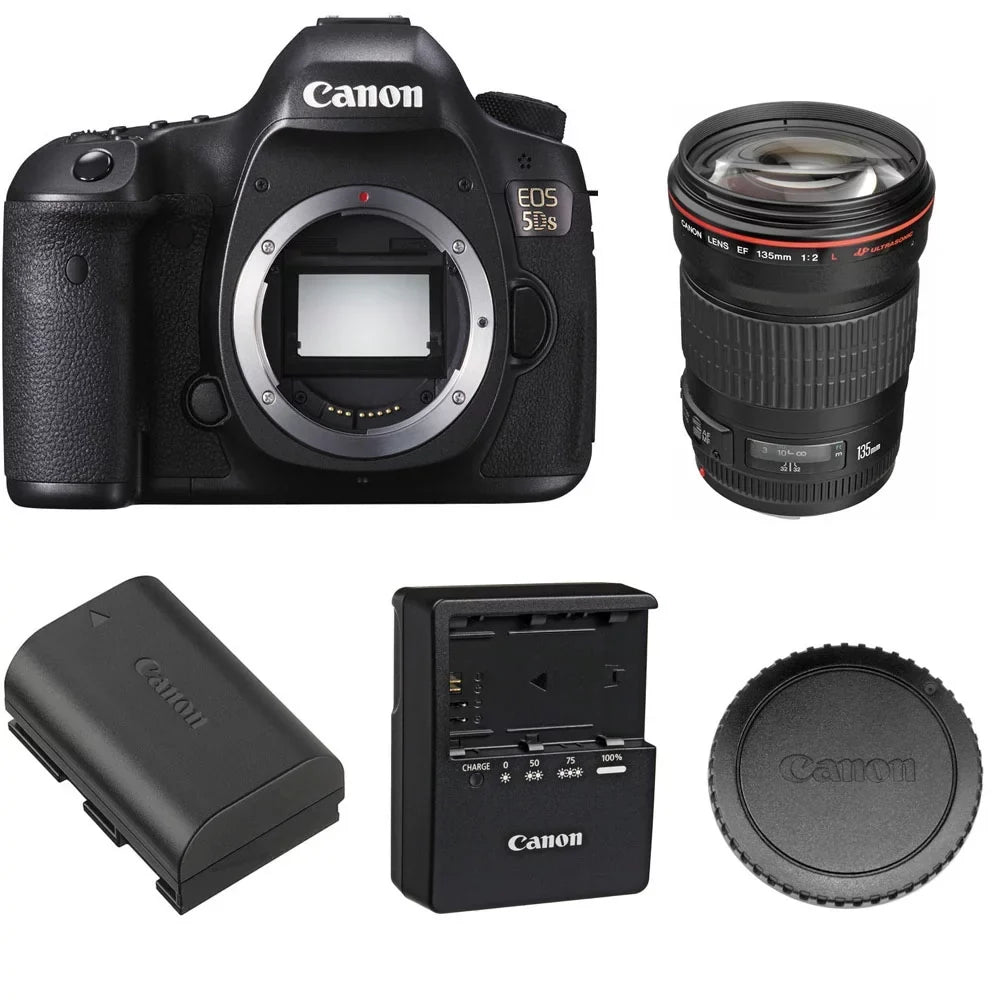 Stylish Canon EOS 5DS DSLR Camera Body with EF 135mm f/2L USM Lens