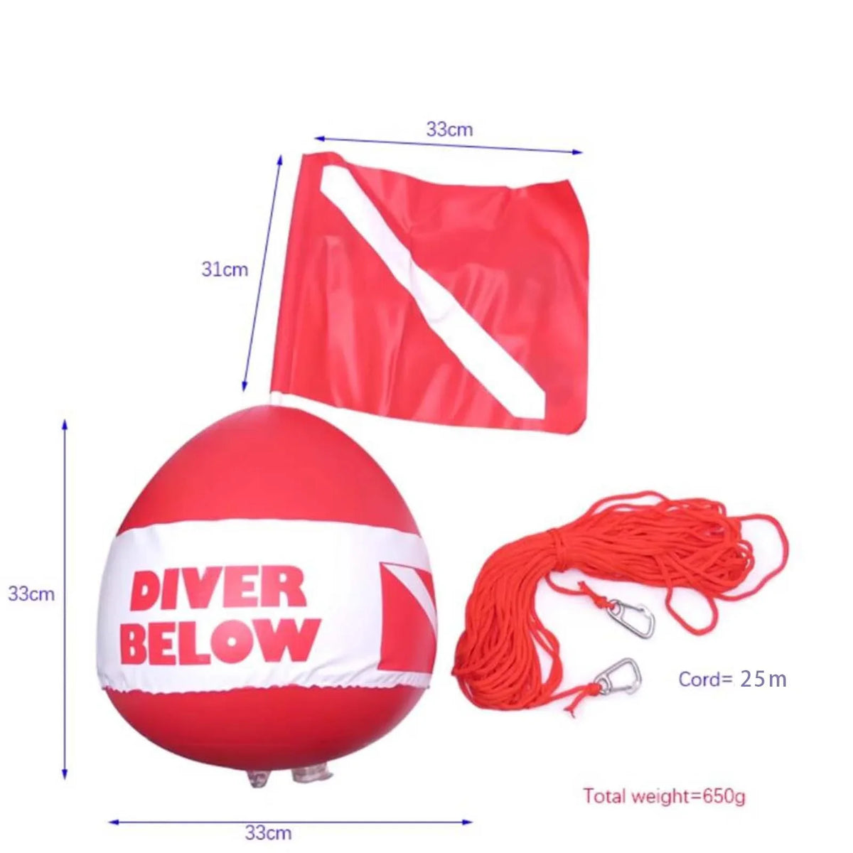 AMLESO Dive Flag Float Buoy Dive Flag High Visibility Float , Inflatable Floater for Surface ing, Underwater Exploration, Fishing