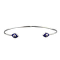 Solid Silver Evil Eye Open ended cuff style Jewelry Handmade Kada Adjustable Bracelet Best Gift idea for Girls