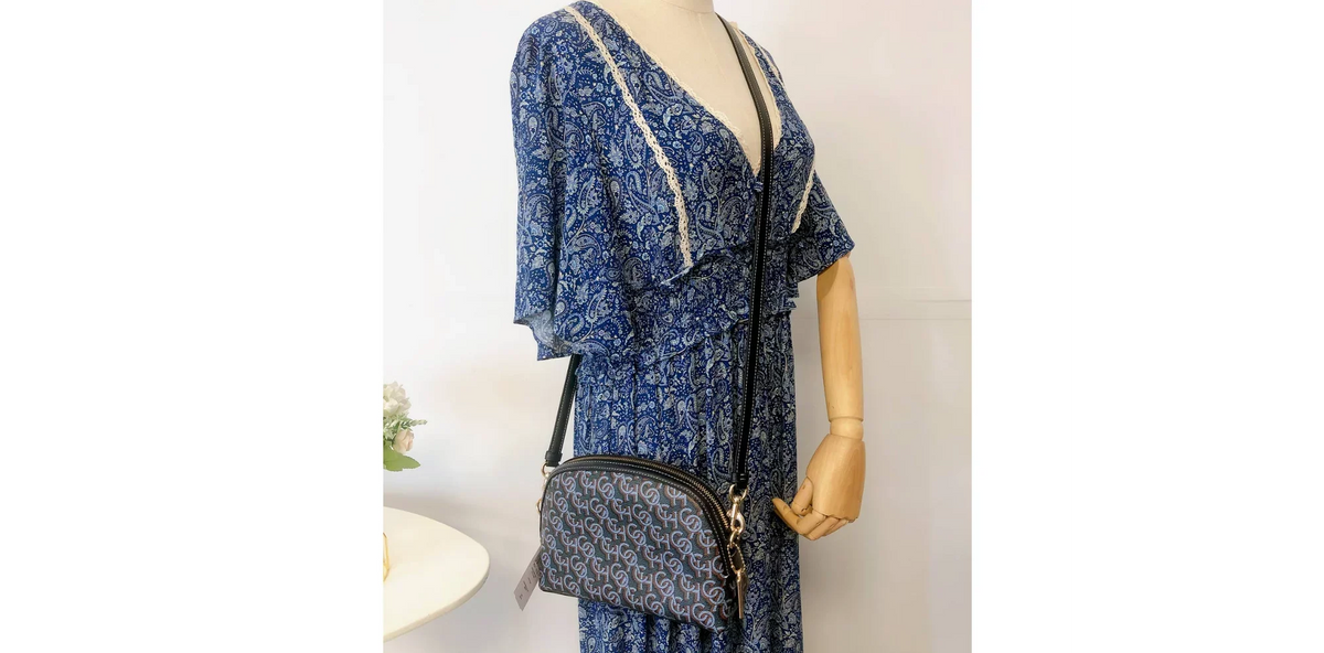 Stylish Coach CF343 Madi Crossbody With Coach Monogram Print IN Navy