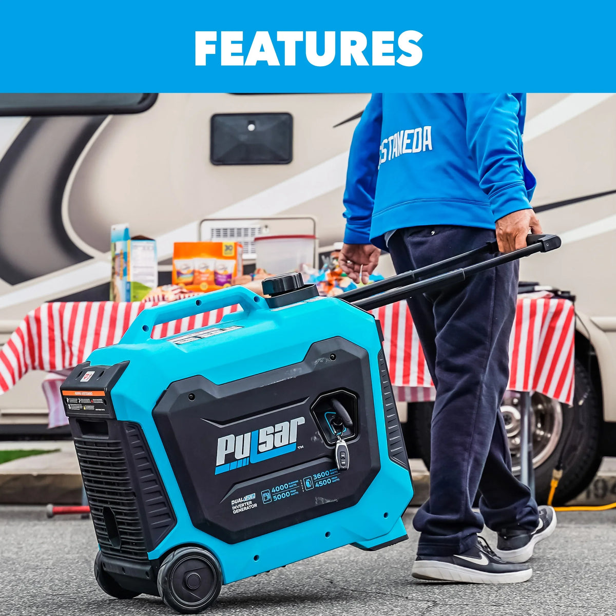 Stylish Pulsar 5000-Watt Dual Fuel RV Ready Inverter Generator with Remote Start and CO Sentry