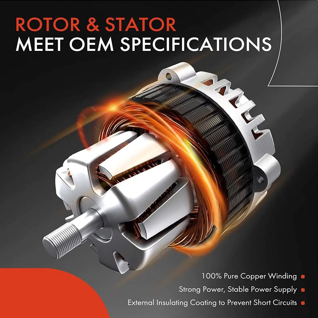 A-Premium Alternator Compatible with Isuzu Trooper 2000-2002 & Acura SLX 1999, V6 3.5L, 90Amp 12Volt CW 6-Groove Clutch Pulley - Exclusive Design