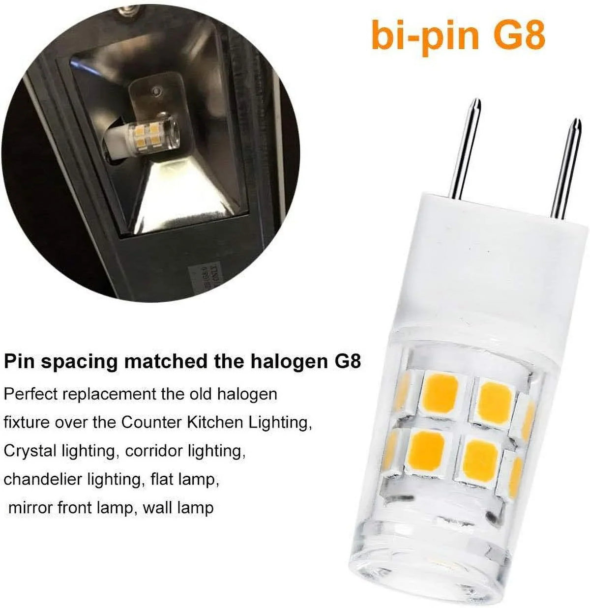 ETHT ETHT G8 LED Lamp Bulb 2.5 Watts Warm White 3000K - G8 Base Bi-pin Xenon JCD Type LED 120V 20W Halogen Replacement Bulb for Under Counter Kitchen Lamping.Pack of 10(G8 Base Warm White 10PCS)