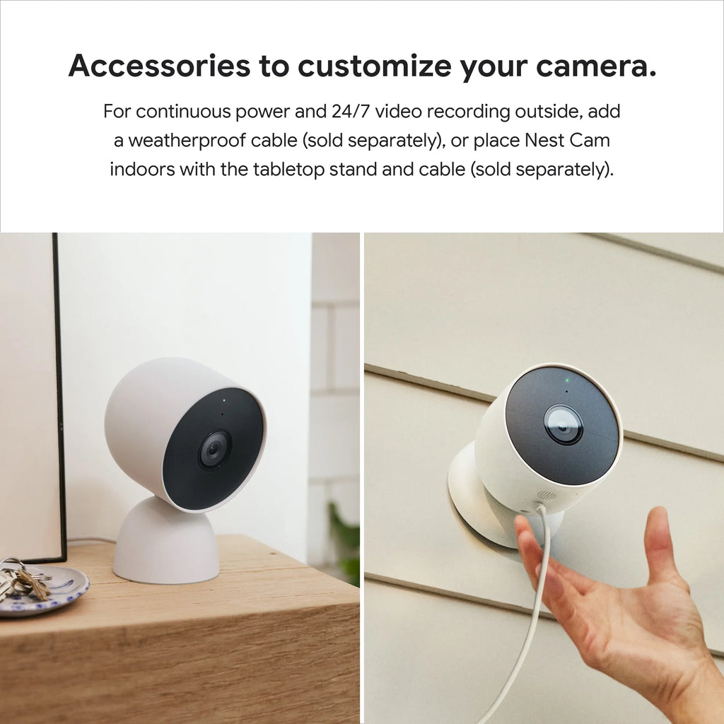 Stylish Nest Camera (outdoor or indoor, battery) 1pk White