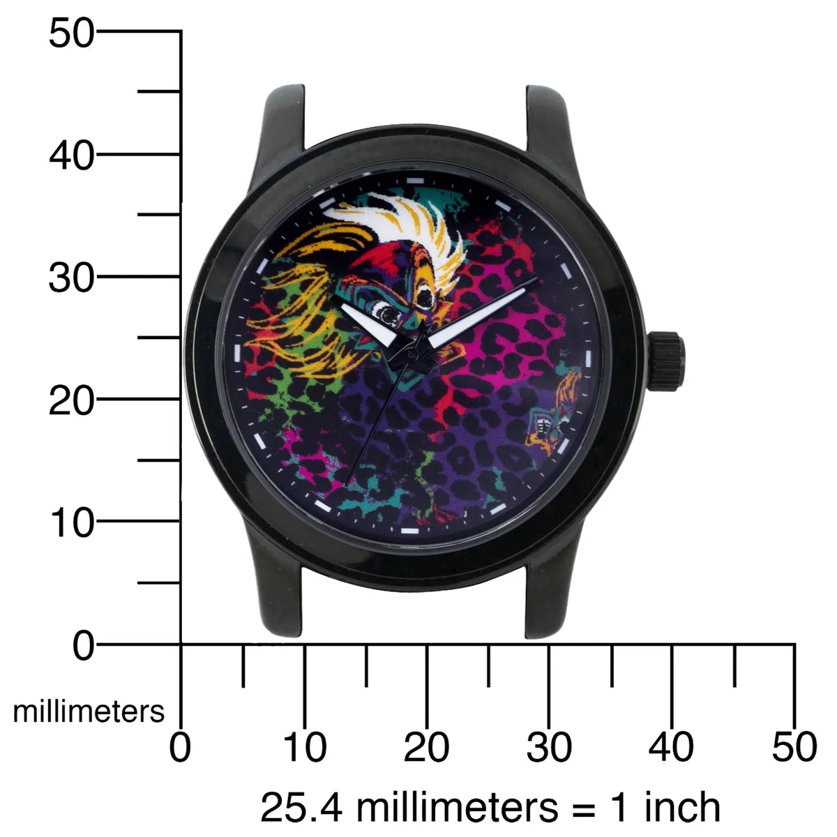 Stylish Disney Villains Cruella De Vil Women's Black Alloy Watch, 1-Pack