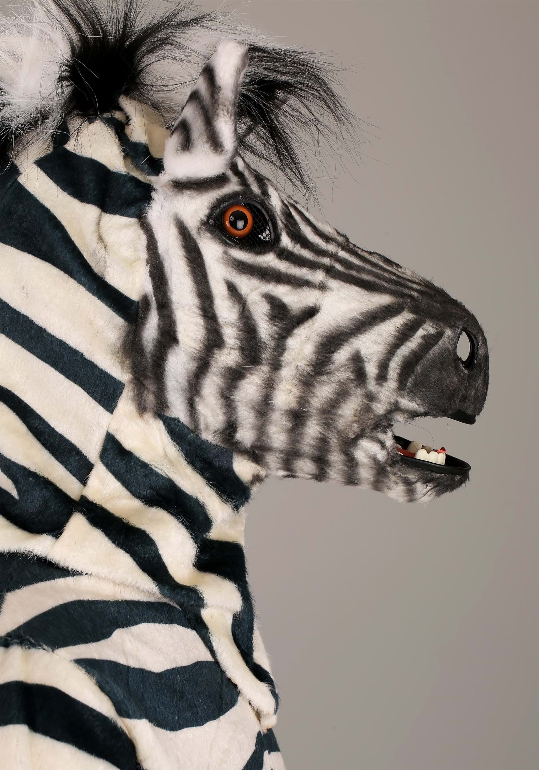 Adult Zebra Suit with Mouth Mover Mask - Exclusive Design
