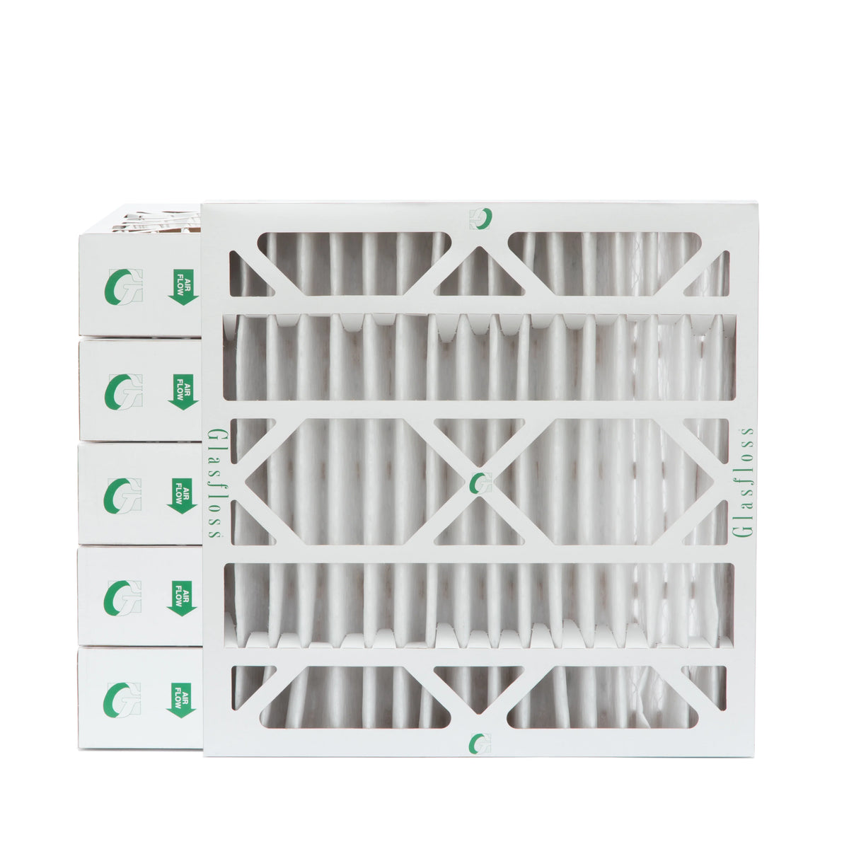 Stylish 6 Pack of 20x20x4 MERV 13 Pleated 4" Inch Air Filters by Glasfloss. Actual Size: 19-1/2 x 19-1/2 x 3-3/4
