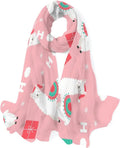 Hyjoy Christmas Llama Presents Long Silk Neck Scarf Lampweight Shawl Wrap Scarves for Women Girls