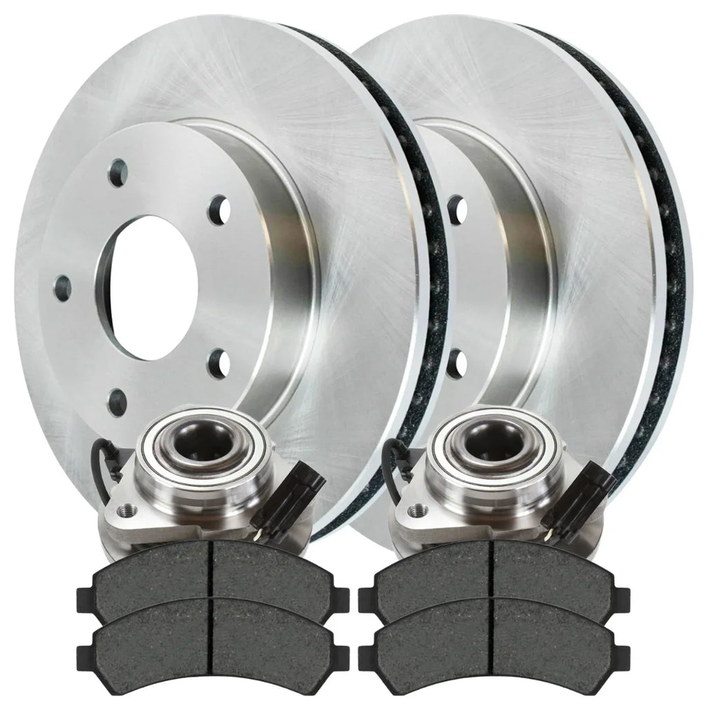 AutoShack Front Wheel Bearing Hub Assembly Brake Rotors Ceramic Pads Kit Driver and Passenger Side Replacement for 1998-2005 Chevrolet Blazer 1998 1999 2000 2001 2002 2003 2004 GMC Jimmy 4.3L V6 RWD - Exclusive Design