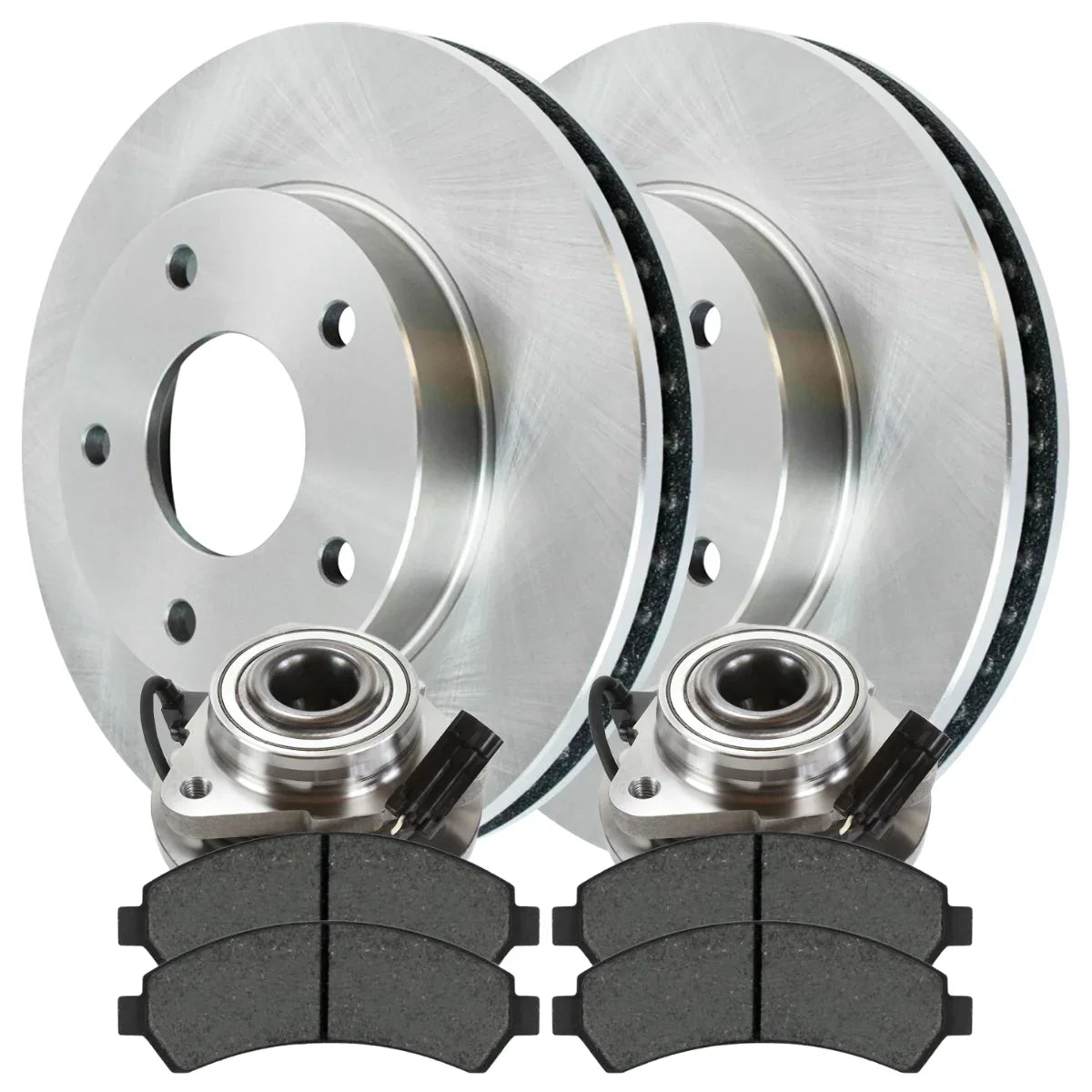 AutoShack Front Wheel Bearing Hub Assembly Brake Rotors Ceramic Pads Kit Driver and Passenger Side Replacement for 1998-2005 Chevrolet Blazer 1998 1999 2000 2001 2002 2003 2004 GMC Jimmy 4.3L V6 RWD - Exclusive Design