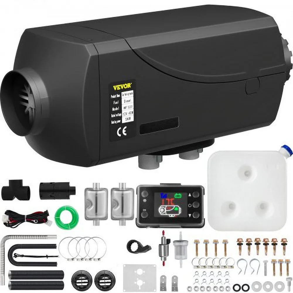 Stylish VEVOR 5KW Diesel Air Heater 12V Diesel Parking Heater Double Mufflers 5KW Diesel Heater with LCD Thermostat for RV Bus Trailer Motorhome and Boats