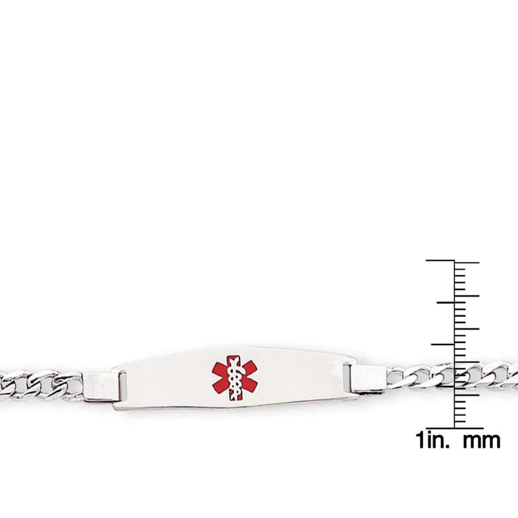 Primal Silver Sterling Silver Rhodium-plated Medical ID Curb Link Bracelet - Exclusive Design